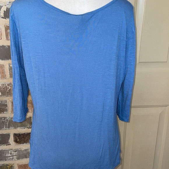 Susan Lawrence Paris Scenes Graphic Top Drop 3/4 Sleeve Blue Size Medium - Picture 2 of 8